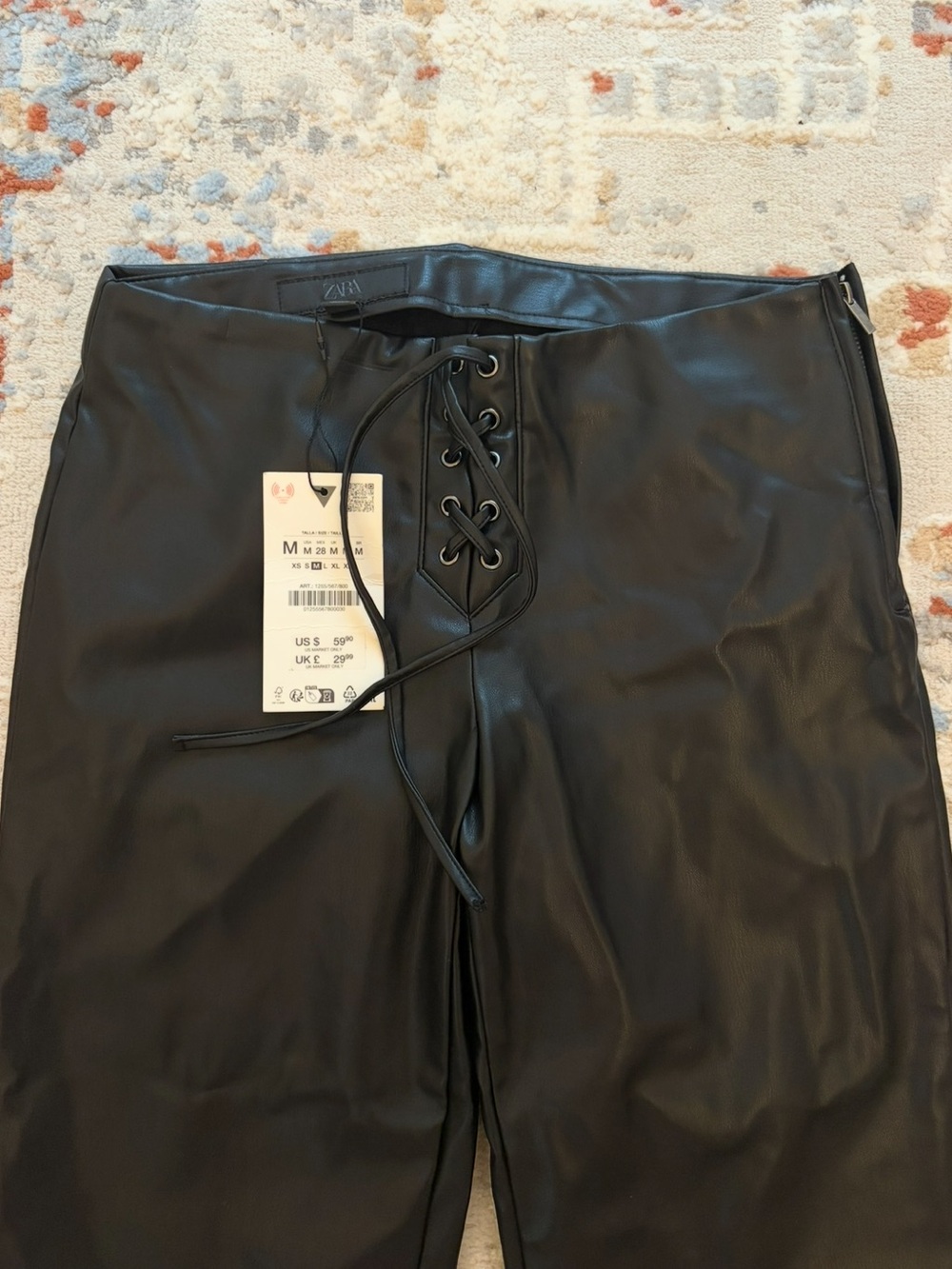 Zara lace up leather pants